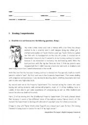 English Worksheet: Exam 2