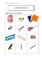 English Worksheet: Classroom objects