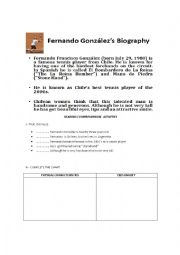 English Worksheet: reading comprehension about Fernando Gonzlez