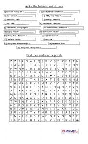 English Worksheet: Maths fun