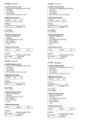 English Worksheet: song 