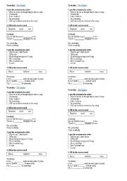 English Worksheet: song 