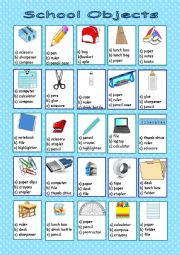 English Worksheet: School Objects