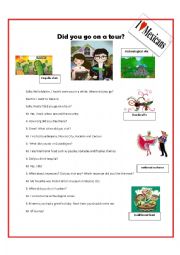 English Worksheet: Did you go on a tour?