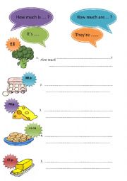 English Worksheet: how much is it? how much are they?
