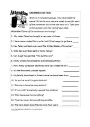 English Worksheet: Grammar Auction