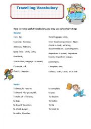 English Worksheet: Travelling vocabulary
