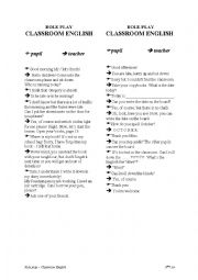English Worksheet: CLASSROOM VOCABULARY AND COMMANDS ROLE PL AYS