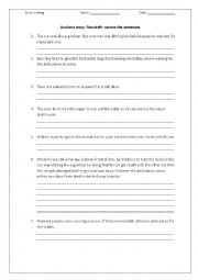 English Worksheet: An accident story- - error correction