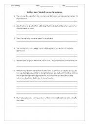 English Worksheet: An accident story- - error correction