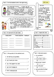 English Worksheet: a worksheet to review tenses for elementary students