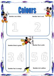 English Worksheet: Number colouring