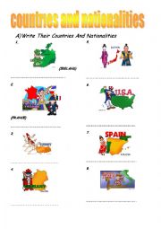 English Worksheet: countries nad nationalities