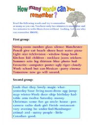 English Worksheet: memorize