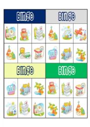 English Worksheet: PLACES BINGO CARD 1