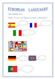 English Worksheet: EUROPEAN LANGUAGES