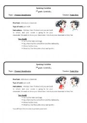 English Worksheet: Personal identification speaking guideline