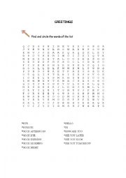 English Worksheet: Wordsearch greetings