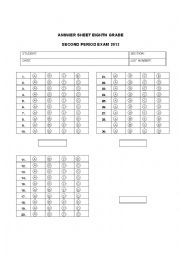 English Worksheet: ANSWER SHEET FOR EXAMS
