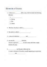 English Worksheet: Elements of Drama