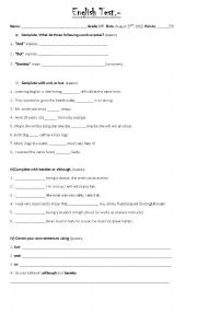 English Worksheet: test
