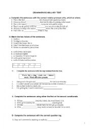 English Worksheet: Test 9th form