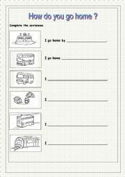 English Worksheet: How do you go home?