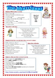 English Worksheet: The moms song