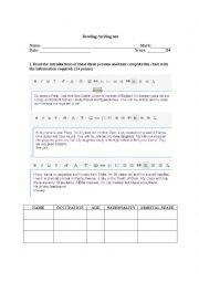 English Worksheet: Reading / Writing Test 