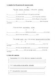 English Worksheet: WH- QUESTIONS