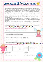 English Worksheet: Crossroads