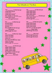 English Worksheet: The Wheels on the Bus Song ( with solution)