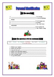 English Worksheet: Questions,questions! Personal Information