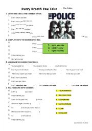 English Worksheet: Every Breath you Take - The Police