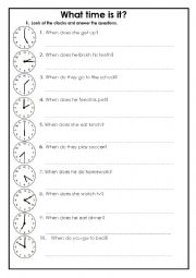 English Worksheet: The clock