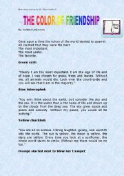 English Worksheet: Motivation story The color of  friendship