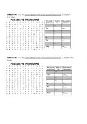 English Worksheet: Possessive pronouns