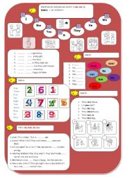 Personal and Possessive pronouns/Numbers 1-10 + pictures