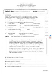 English Worksheet: listening & reading