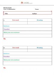 English Worksheet: Book report