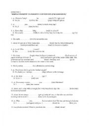 English Worksheet: Simple Present vs Present Progressive