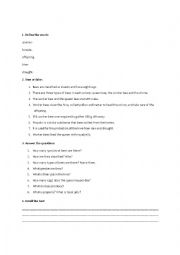English Worksheet: activities related to the  text about bees