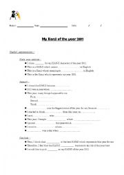 English Worksheet: My Kanji of the year
