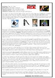 English Worksheet: Tony Hawk - the best skateboarder in the world part 1