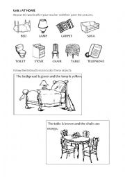 English Worksheet: Furniture / home / prepositions