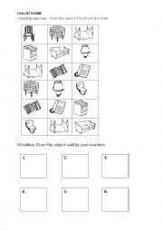English Worksheet: furniture /home / 2 / listening exercise