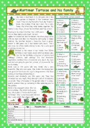 English Worksheet: Mortimer Tortoise (+KEY)