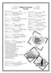 English Worksheet: Song - Friday Im in love