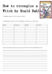 English Worksheet: How to recognise a witch by Roald Dahl