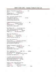 English Worksheet: Songs for Past Simple: Dont cry Joni